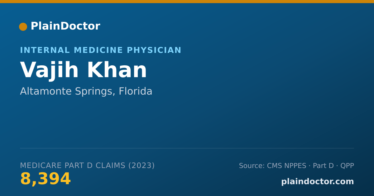 Shareable card for Vajih Khan - Internal Medicine Physician, Altamonte Springs, FL