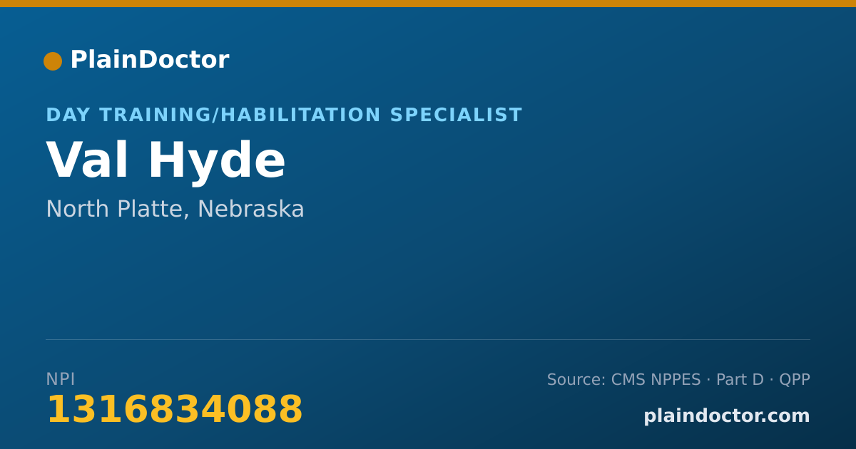 Shareable card for Val Hyde - Day Training/Habilitation Specialist, North Platte, NE