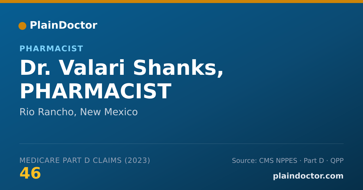 Shareable card for Valari Shanks, PHARMACIST - Pharmacist, Rio Rancho, NM