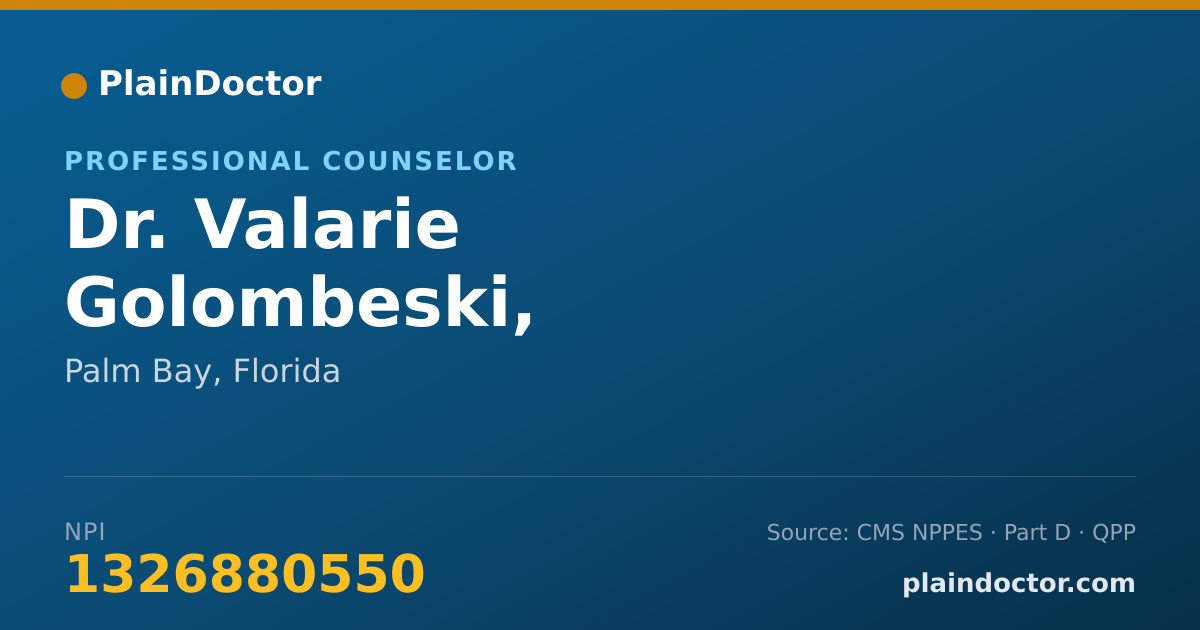 Shareable card for Valarie Golombeski, LPC-ASSOCIATE - Professional Counselor, Palm Bay, FL