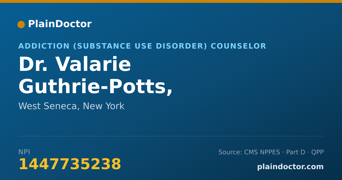 Shareable card for Valarie Guthrie-Potts, ADVANCED COUNSELOR - Addiction (Substance Use Disorder) Counselor, West Seneca, NY