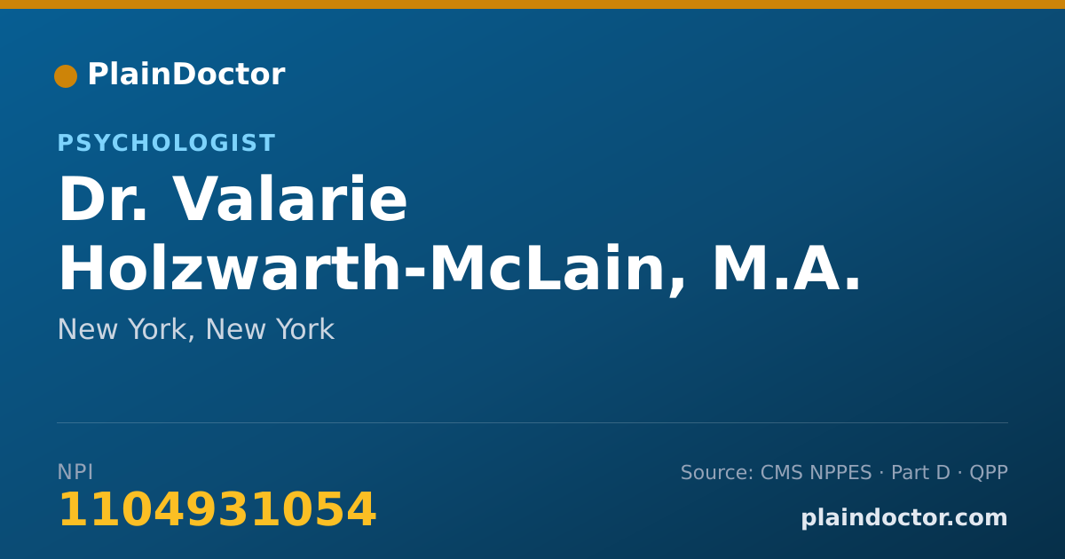 Shareable card for Valarie Holzwarth-McLain, M.A. - Psychologist, New York, NY