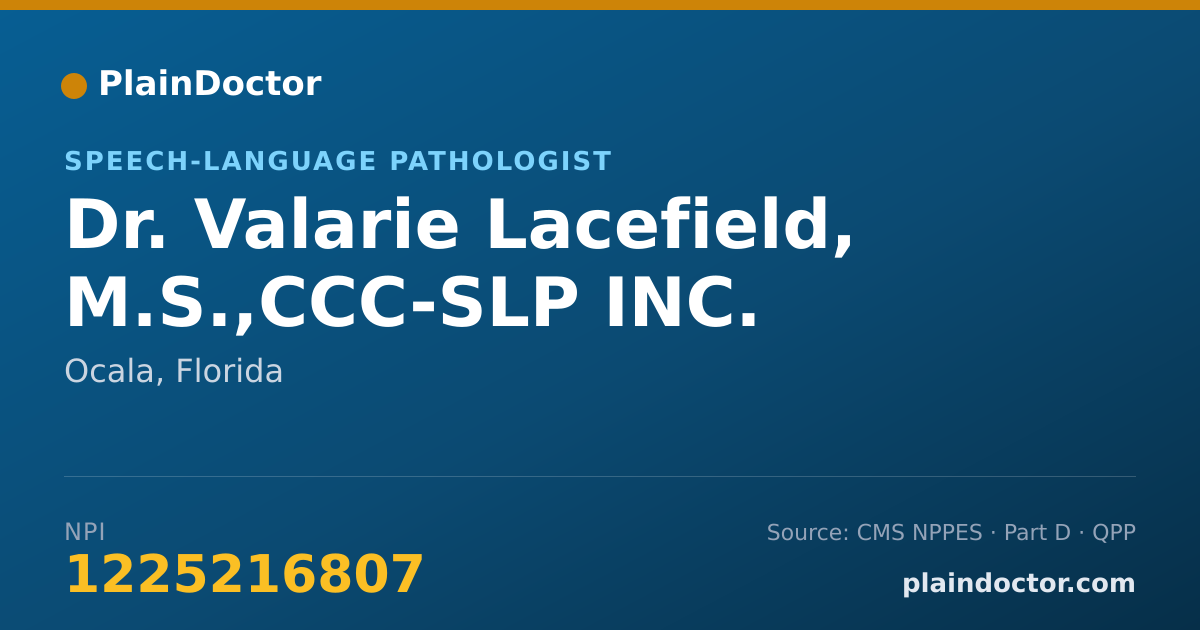 Shareable card for Valarie Lacefield, M.S.,CCC-SLP INC. - Speech-Language Pathologist, Ocala, FL