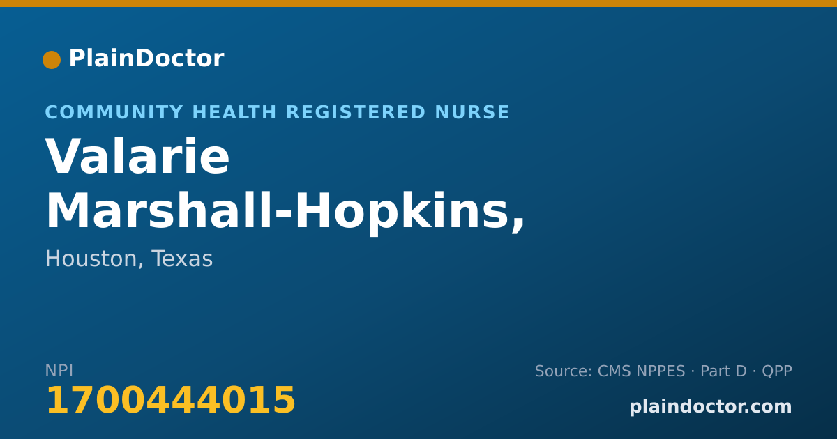 Shareable card for Valarie Marshall-Hopkins, REGISTERED NURSE - Community Health Registered Nurse, Houston, TX