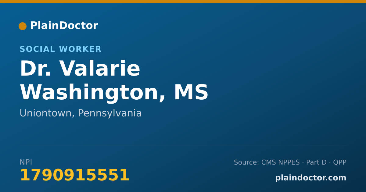 Shareable card for Valarie Washington, MS - Social Worker, Uniontown, PA