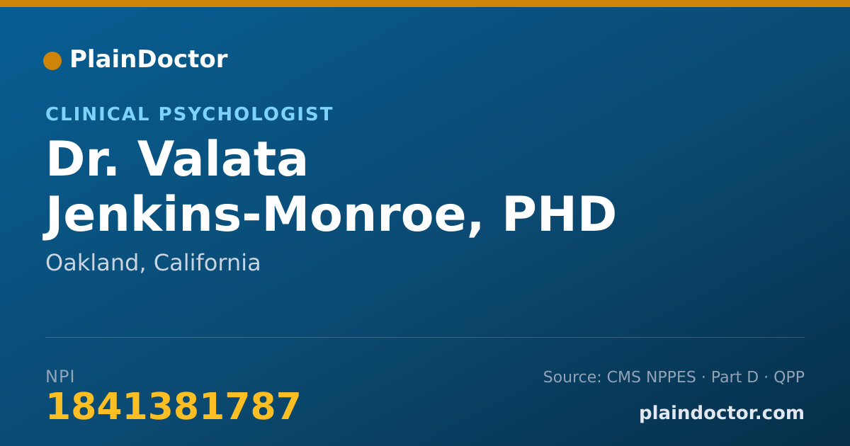 Shareable card for Valata Jenkins-Monroe, PHD - Clinical Psychologist, Oakland, CA