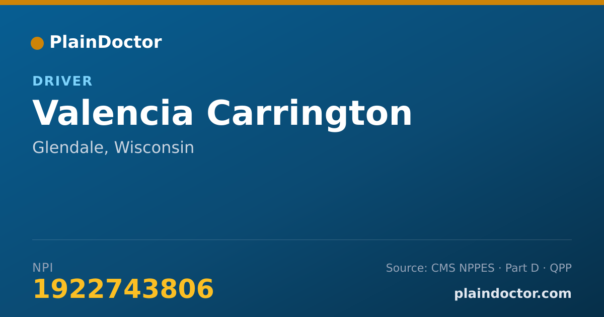 Shareable card for Valencia Carrington - Driver, Glendale, WI