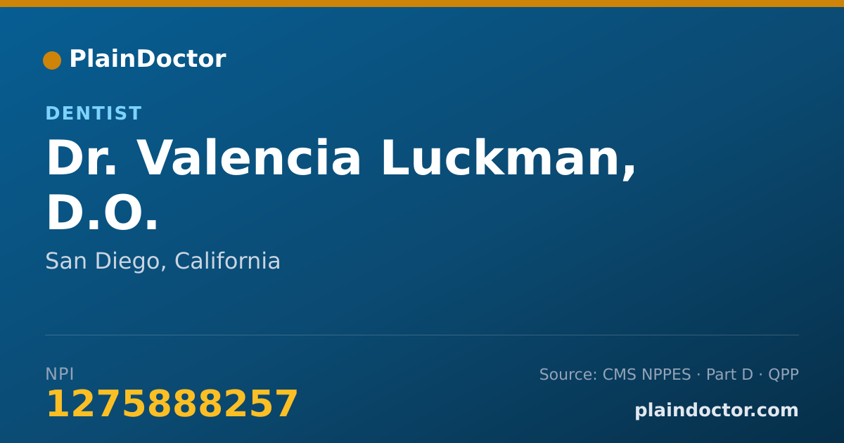 Shareable card for Valencia Luckman, D.O. - Dentist, San Diego, CA