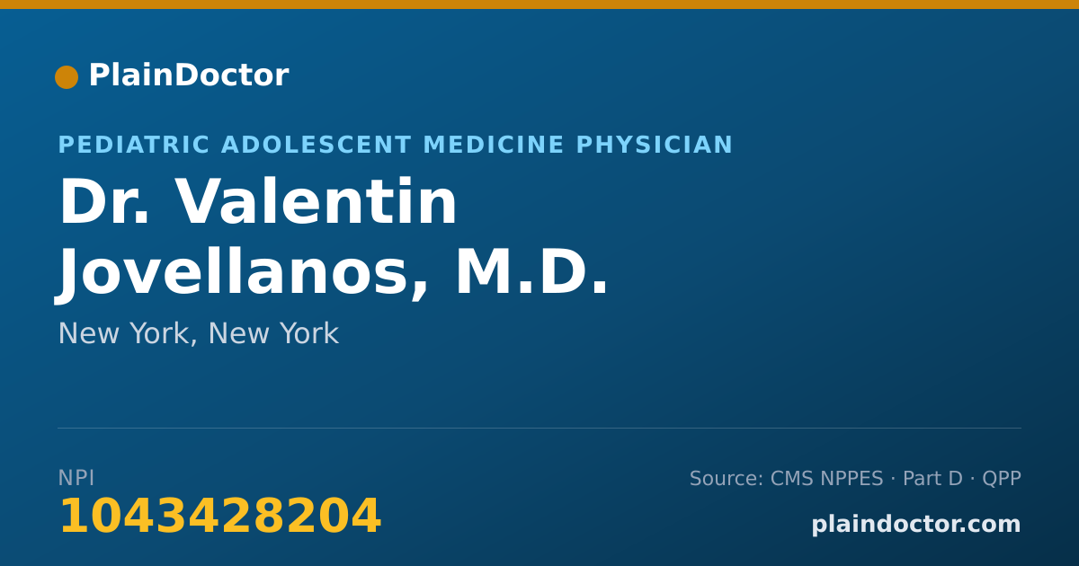 Shareable card for Valentin Jovellanos, M.D. - Pediatric Adolescent Medicine Physician, New York, NY