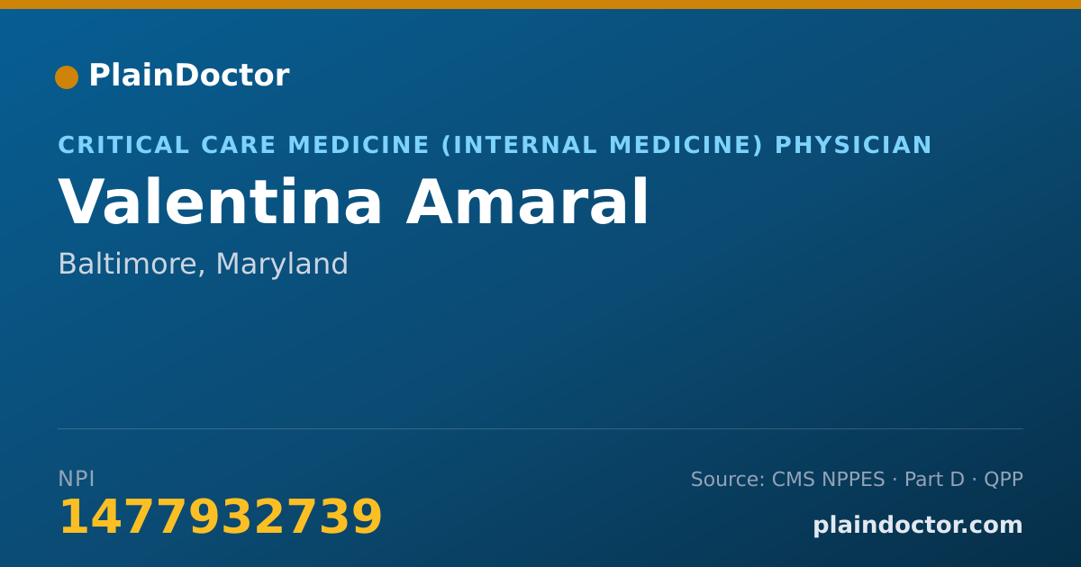 Shareable card for Valentina Amaral - Critical Care Medicine (Internal Medicine) Physician, Baltimore, MD