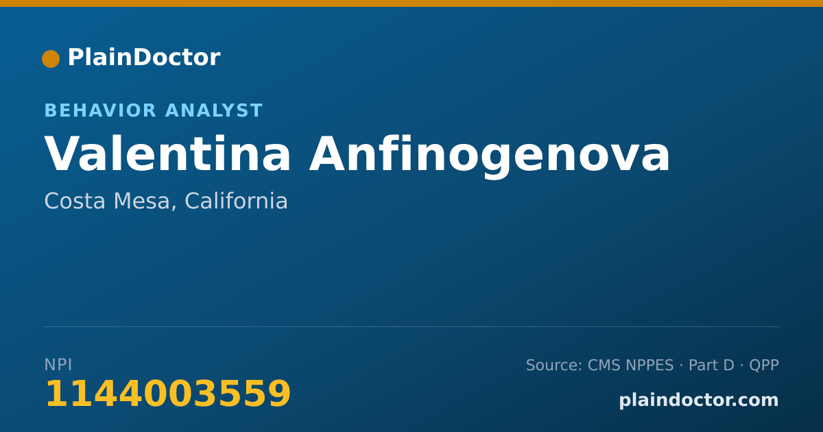 Shareable card for Valentina Anfinogenova - Behavior Analyst, Costa Mesa, CA