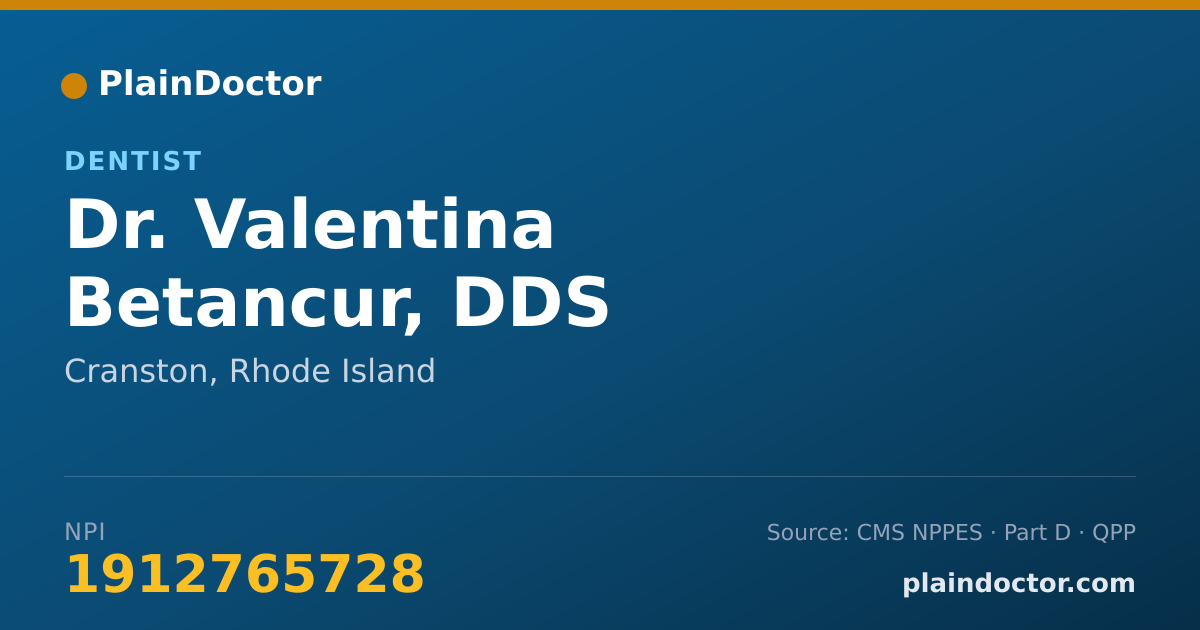 Shareable card for Valentina Betancur, DDS - Dentist, Cranston, RI
