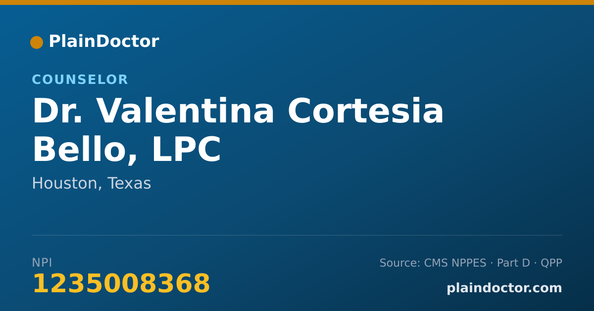 Shareable card for Valentina Cortesia Bello, LPC - Counselor, Houston, TX