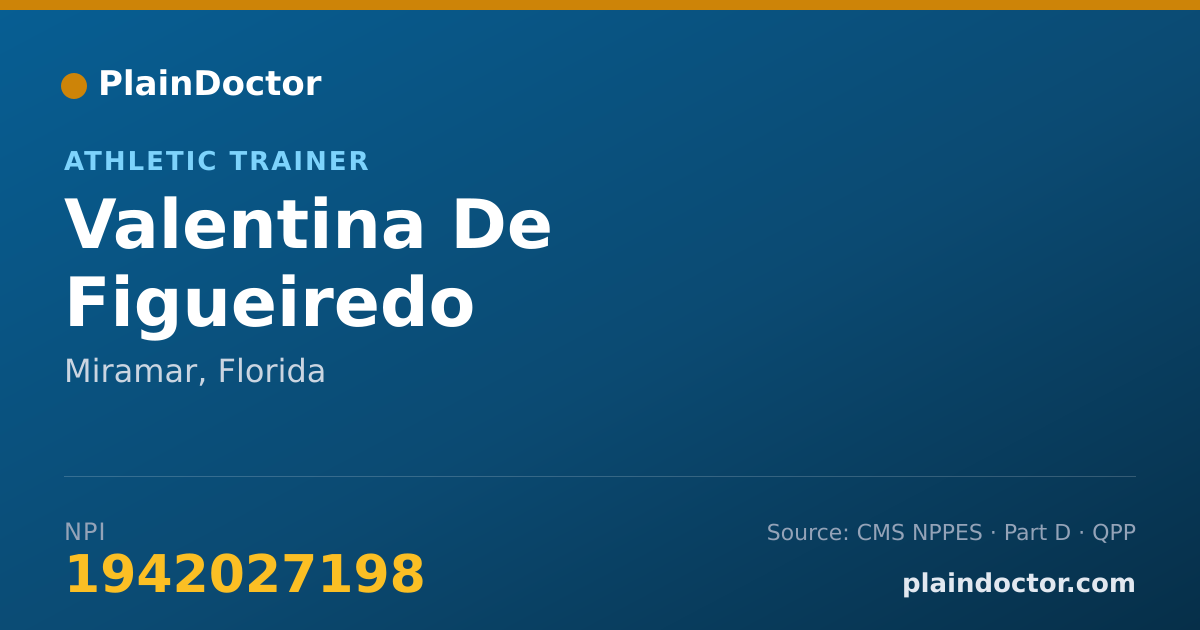 Shareable card for Valentina De Figueiredo - Athletic Trainer, Miramar, FL
