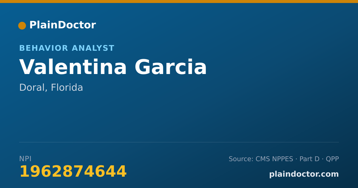 Shareable card for Valentina Garcia - Behavior Analyst, Doral, FL