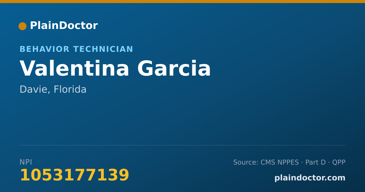 Shareable card for Valentina Garcia - Behavior Technician, Davie, FL