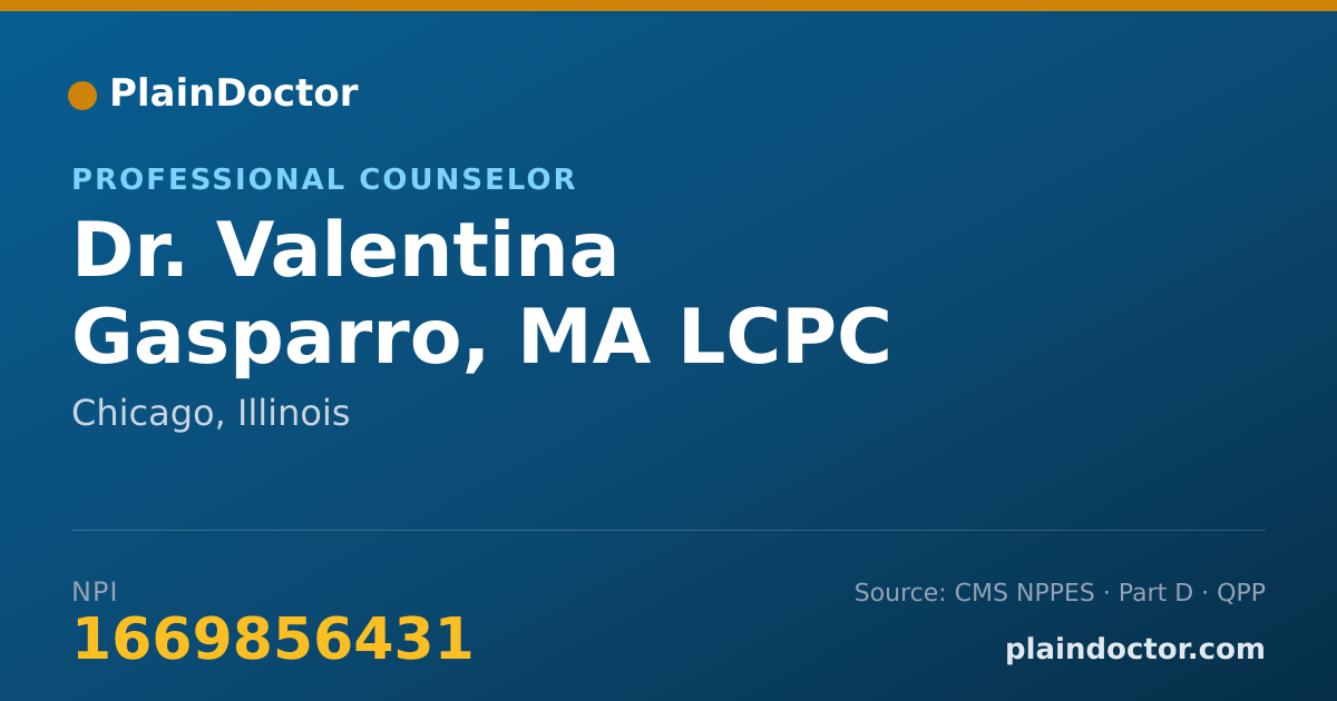 Shareable card for Valentina Gasparro, MA LCPC - Professional Counselor, Chicago, IL