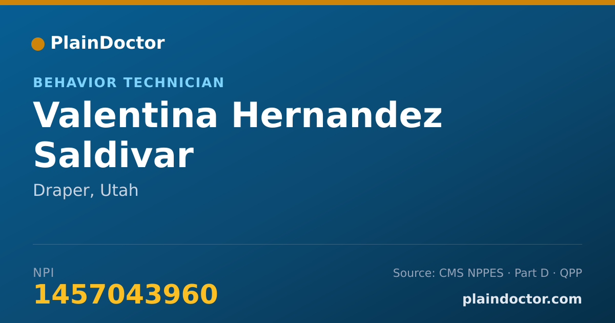Shareable card for Valentina Hernandez Saldivar - Behavior Technician, Draper, UT