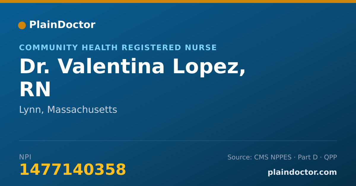 Shareable card for Valentina Lopez, RN - Community Health Registered Nurse, Lynn, MA