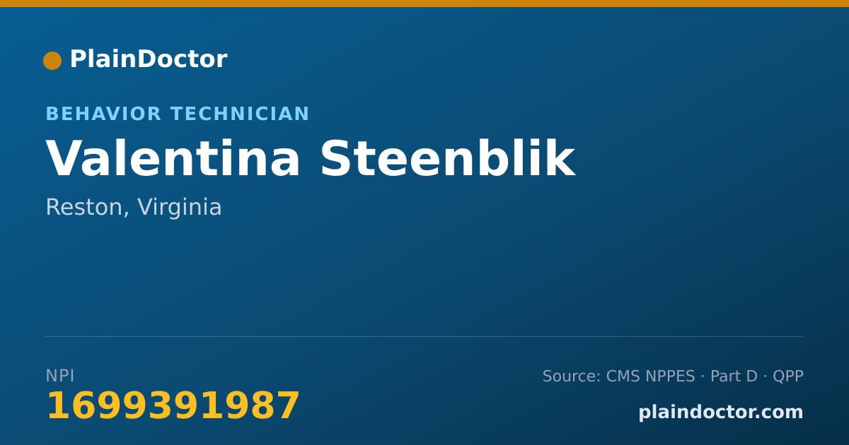 Shareable card for Valentina Steenblik - Behavior Technician, Reston, VA