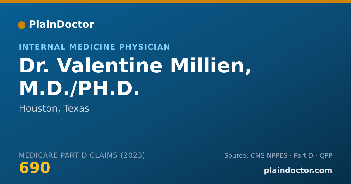 Shareable card for Valentine Millien, M.D./PH.D. - Internal Medicine Physician, Houston, TX