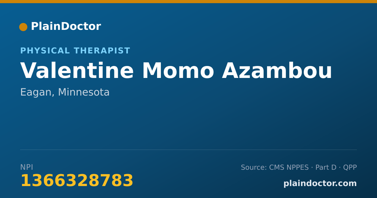 Shareable card for Valentine Momo Azambou - Physical Therapist, Eagan, MN