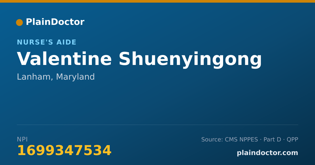 Shareable card for Valentine Shuenyingong - Nurse's Aide, Lanham, MD