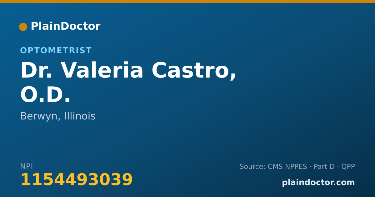 Shareable card for Valeria Castro, O.D. - Optometrist, Berwyn, IL