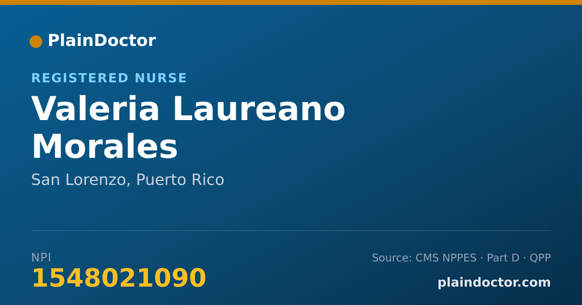 Shareable card for Valeria Laureano Morales - Registered Nurse, San Lorenzo, PR