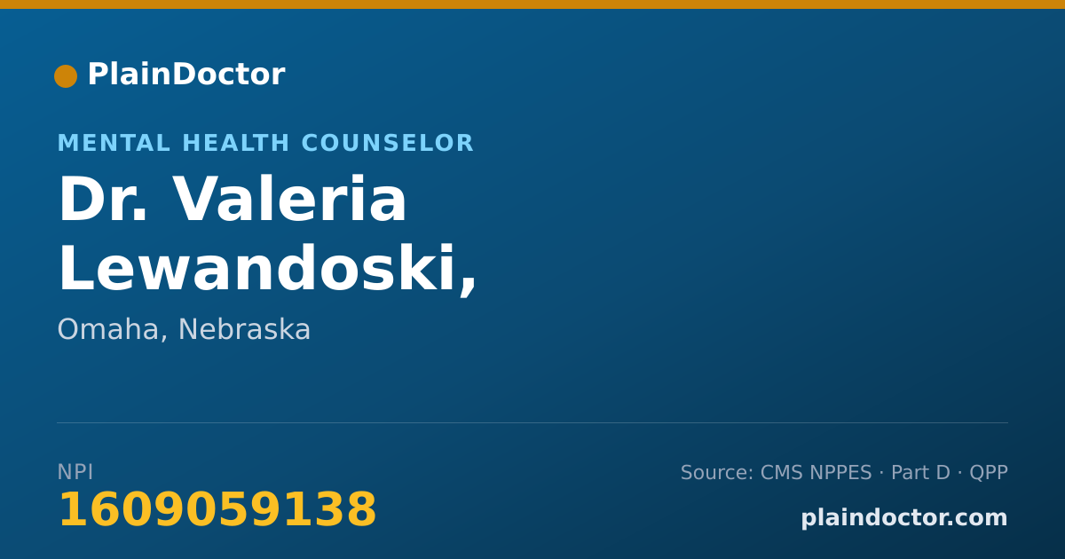Shareable card for Valeria Lewandoski, LCSW,LIMHP, LMHP - Mental Health Counselor, Omaha, NE