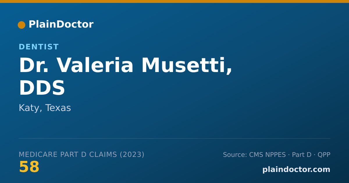 Shareable card for Valeria Musetti, DDS - Dentist, Katy, TX
