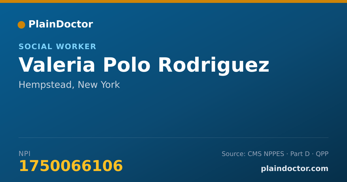Shareable card for Valeria Polo Rodriguez - Social Worker, Hempstead, NY