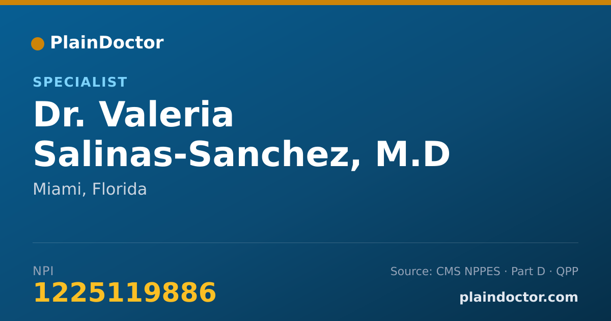 Shareable card for Valeria Salinas-Sanchez, M.D - Specialist, Miami, FL