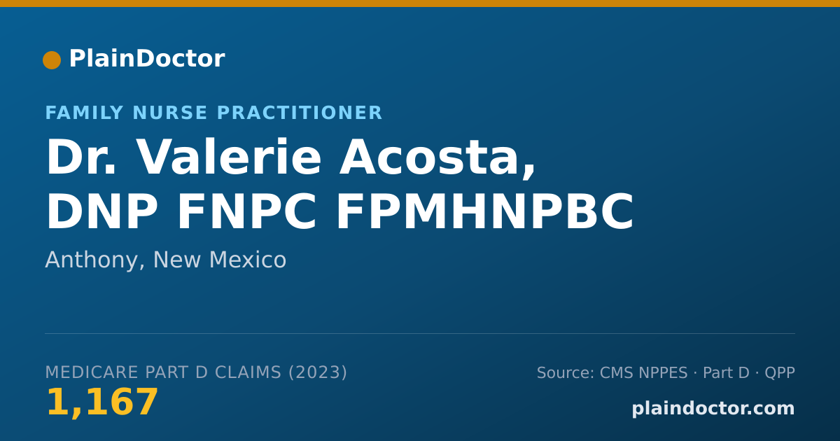 Shareable card for Valerie Acosta, DNP FNPC FPMHNPBC - Family Nurse Practitioner, Anthony, NM