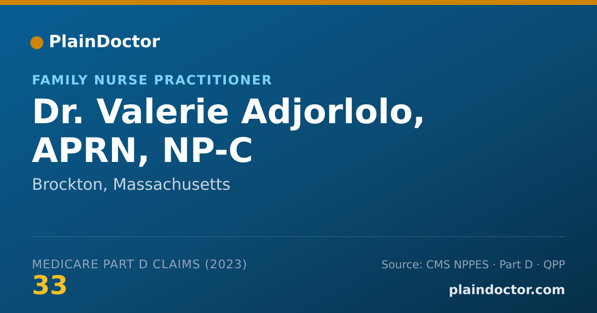 Shareable card for Valerie Adjorlolo, APRN, NP-C - Family Nurse Practitioner, Brockton, MA