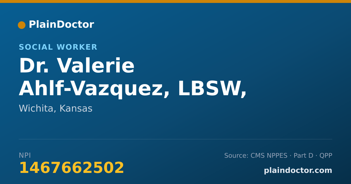 Shareable card for Valerie Ahlf-Vazquez, LBSW, MSW - Social Worker, Wichita, KS