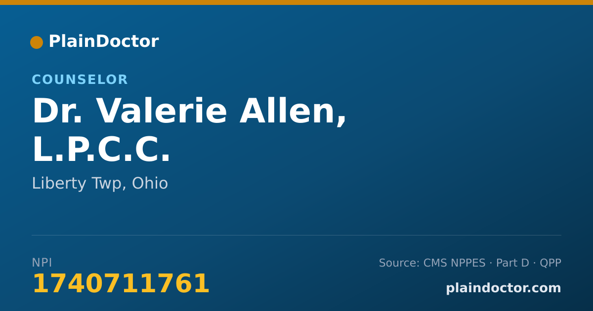 Shareable card for Valerie Allen, L.P.C.C. - Counselor, Liberty Twp, OH