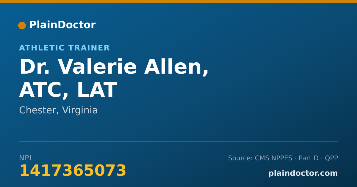 Shareable card for Valerie Allen, ATC, LAT - Athletic Trainer, Chester, VA