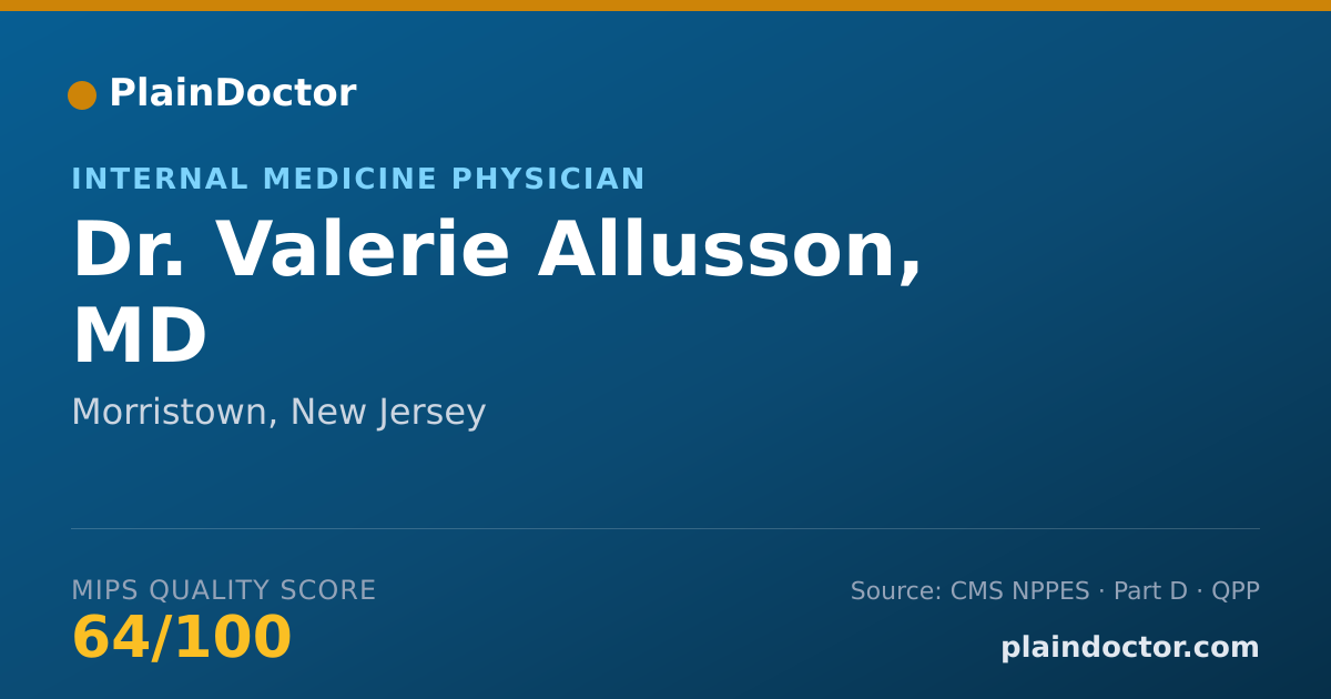 Shareable card for Valerie Allusson, MD - Internal Medicine Physician, Morristown, NJ