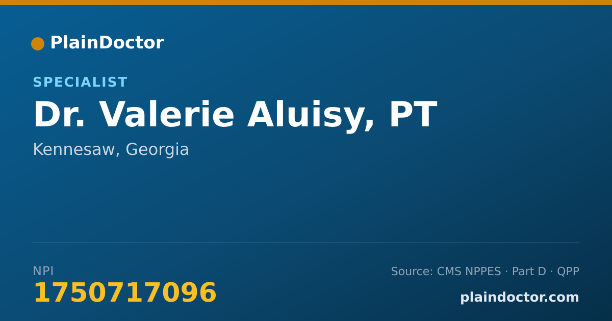 Shareable card for Valerie Aluisy, PT - Specialist, Kennesaw, GA