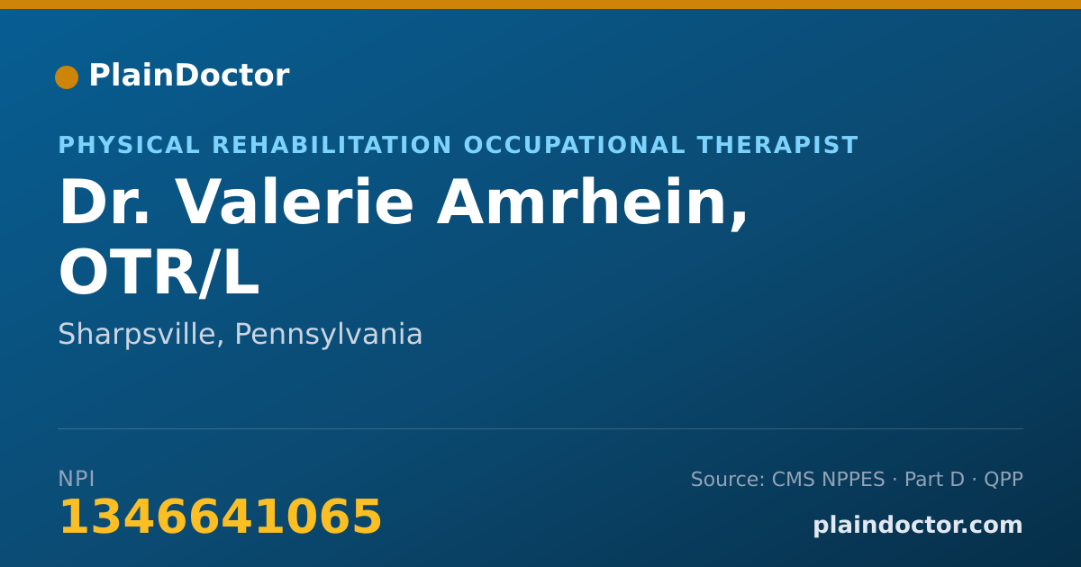Shareable card for Valerie Amrhein, OTR/L - Physical Rehabilitation Occupational Therapist, Sharpsville, PA