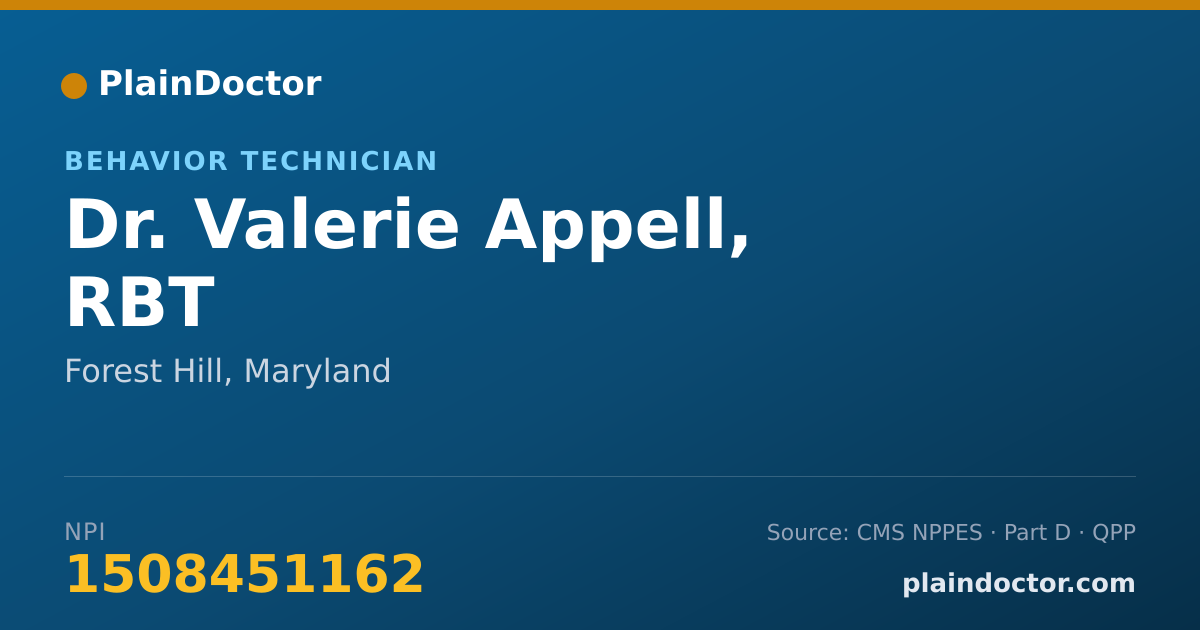 Shareable card for Valerie Appell, RBT - Behavior Technician, Forest Hill, MD
