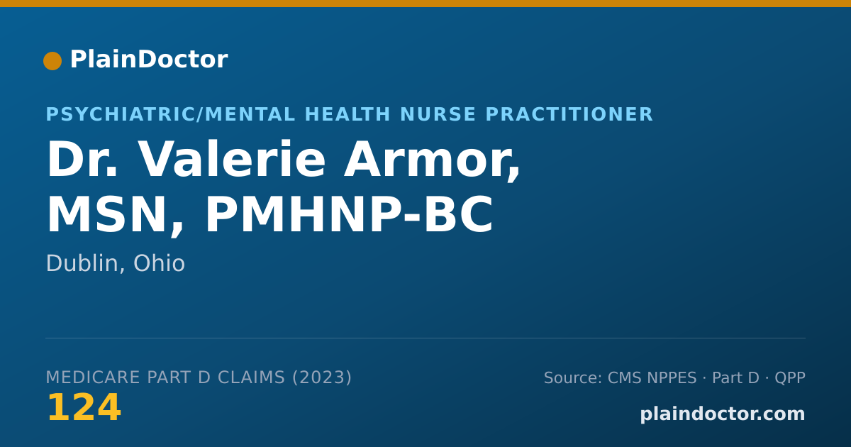 Shareable card for Valerie Armor, MSN, PMHNP-BC - Psychiatric/Mental Health Nurse Practitioner, Dublin, OH