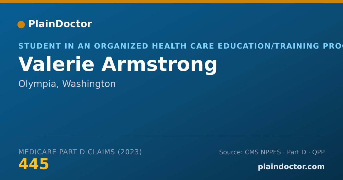 Shareable card for Valerie Armstrong - Student in an Organized Health Care Education/Training Program, Olympia, WA