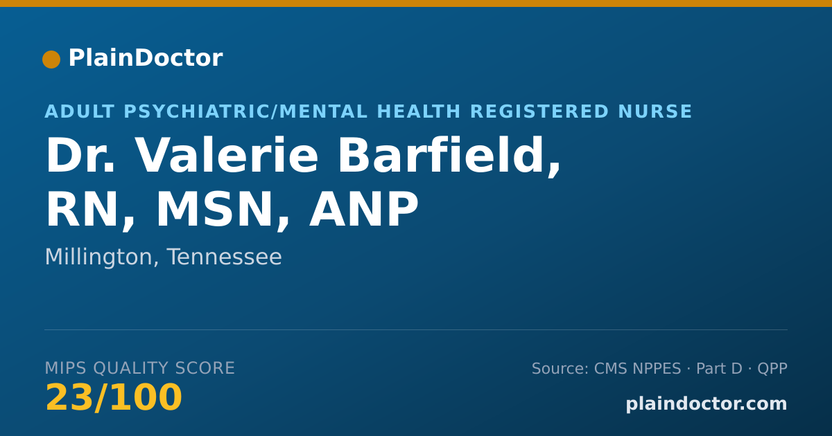 Shareable card for Valerie Barfield, RN, MSN, ANP - Adult Psychiatric/Mental Health Registered Nurse, Millington, TN