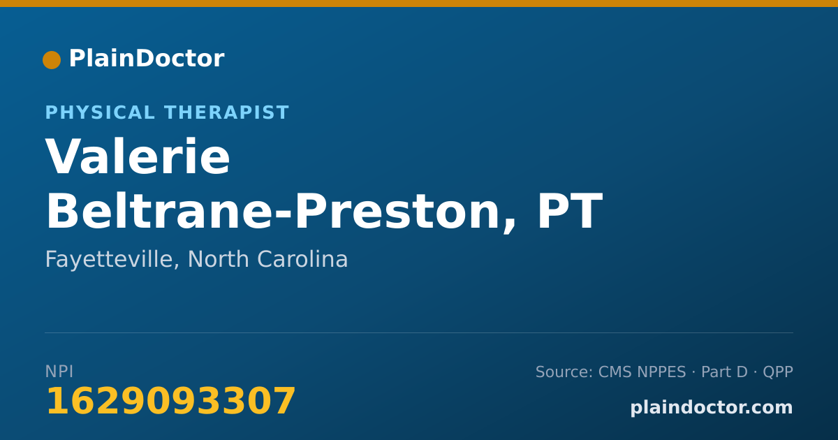 Shareable card for Valerie Beltrane-Preston, PT - Physical Therapist, Fayetteville, NC