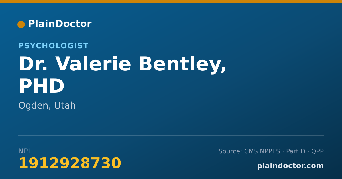 Shareable card for Valerie Bentley, PHD - Psychologist, Ogden, UT