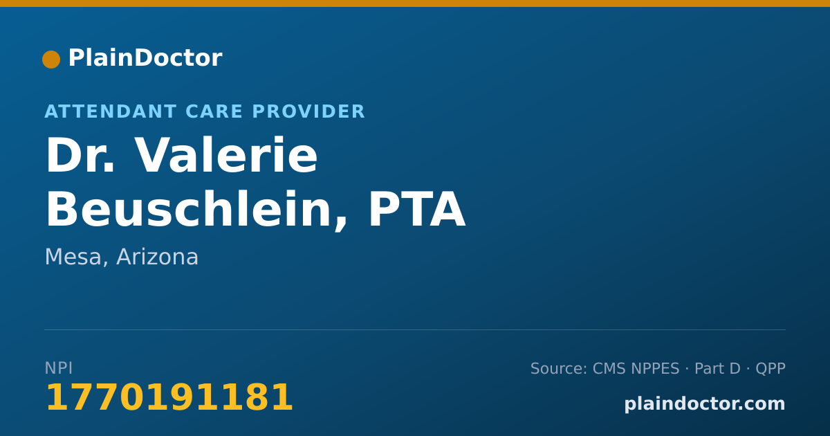 Shareable card for Valerie Beuschlein, PTA - Attendant Care Provider, Mesa, AZ