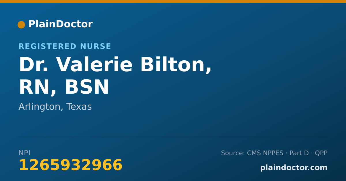 Shareable card for Valerie Bilton, RN, BSN - Registered Nurse, Arlington, TX