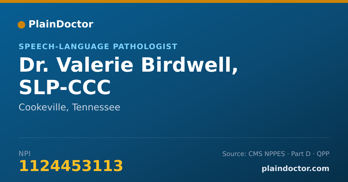 Shareable card for Valerie Birdwell, SLP-CCC - Speech-Language Pathologist, Cookeville, TN